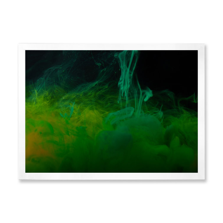 Wrought Studio Green And Black Mixed Liquid Ink Modern Canvas Wall